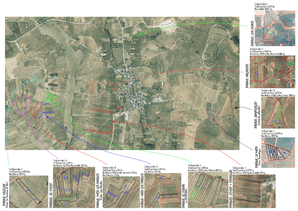 Map of the Vinos LOF plots in Valtuille de Abajo